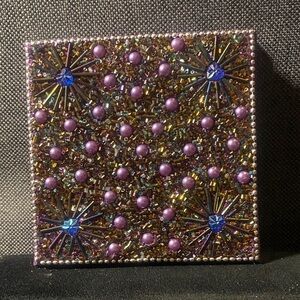 Purple and Gold Beaded decor little notebook